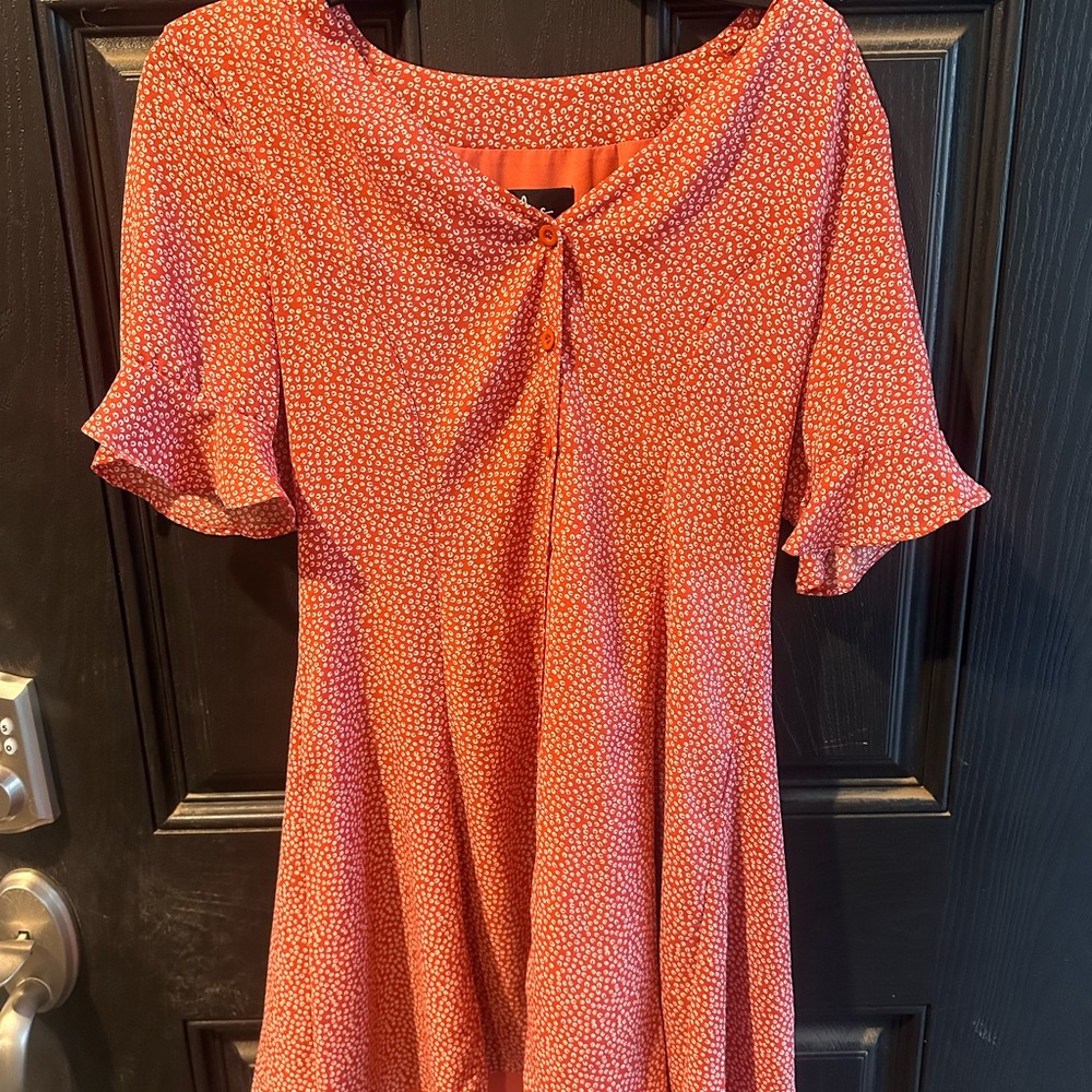 Lulu's Terracotta and White Patterned Dress
